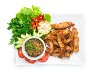 Fried Pork with chili paste pickled fish Thai Food