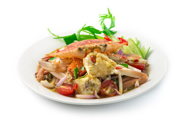 Spicy Salad Boiled Blue Crab and vegetable