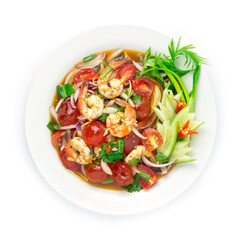 Spicy Salad Egg Yolks with Boiled Shrimps vegetable