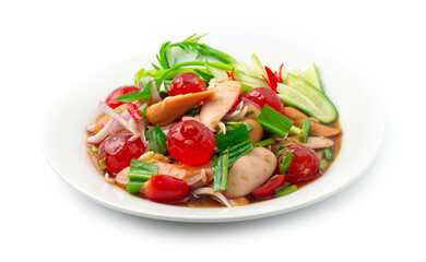 Spicy Salad Egg Yolks with Pork Saucesage and vegetable