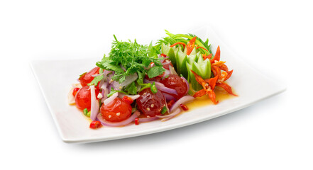 Spicy Salad Egg Yolks with vegetable, Hot Spicy Tasty
