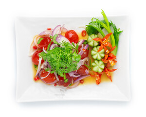 Spicy Salad Egg Yolks with vegetable, Hot Spicy Tasty