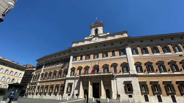 Facade of the Montecitorio Palace in Rome, seat of the Italian Chamber of Deputies