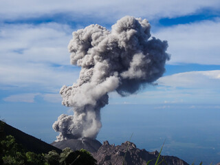 Erupting Volcano Releases Plume Of Ash