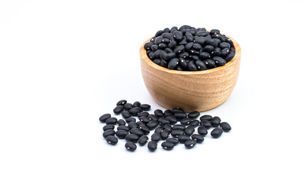Fototapeta na wymiar Dry Black Bean Seed Raw Food On White