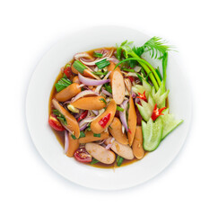 Spicy Salad Pork Saucesage and vegetable
