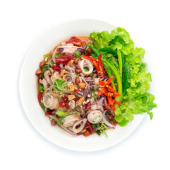 Spicy Salad Vermicelli Noodles with Squids Cutlet
