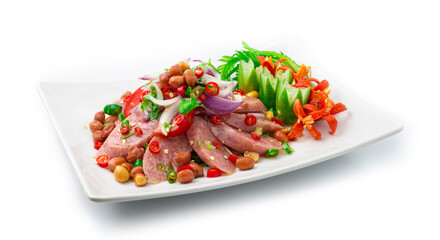 Spicy Salad with Fermented Pork Saucesage and vegetable