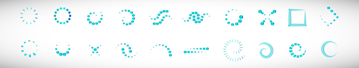 Abstract Dot Circle Icons Set. Halftone Logo Concept. Dotted Circle Isolated - Vector. Creative Icons For Dotted Logo, Tech Icon, Square Element And Logotype. Abstract Circle Dot Technology Logo