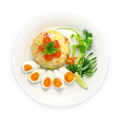 Fried Rice with Salt Egg ,egg.Thai Food fusion style