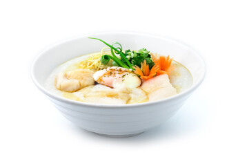 Congee Fish Asian Seabass ,Rice Porridge with Boiled Egg