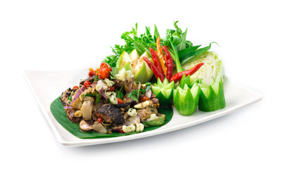 Spicy Raw Offal Beef Salad with ingredient Spicy Herbs