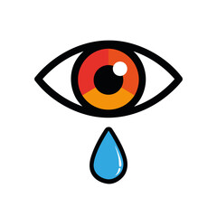 red dry eye with drop opthalmology icon isolated on white background vector illustration EPS10