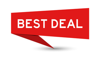 Fototapeta premium Red paper speech banner with word best deal on white background