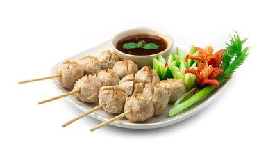 Beef Ball Grilled in bamboo sticks