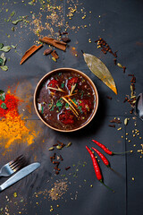 Indian food and spicy spices, stylish photos for the menu