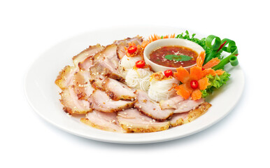Marinated bake pork serve with vermicelli