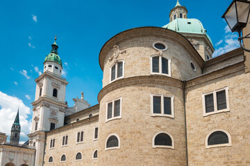 Fototapeta premium Antique building view in Old Town Salzburg, Austria