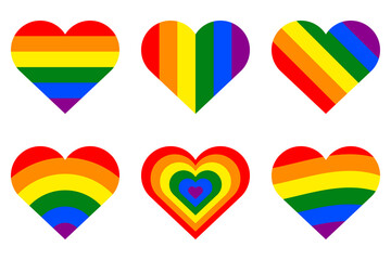 Rainbow heart. Gay pride vector signs isolated on white background.