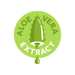 Aloe Vera extract icon - cut piece of leaf with liquid dripping from it - isolated vector stamp for skin care - cosmetics or pharmaceutical products