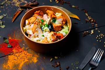Indian food and spicy spices, stylish photos for the menu