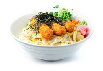 Shrimp Tempura don with rice or deep fried Shrimp