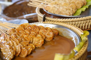 Grilled banana with coconut milk syrup