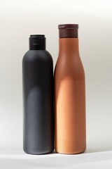 plastic bottles from cosmetics without labels on a light background
