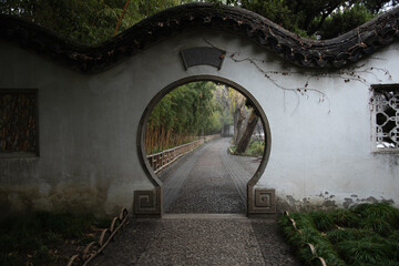 The entrance at Humble Administrator Garden built in 1517 is a classical garden,a UNESCO World Heritage Site and is the most famous of the gardens of Suzhou.