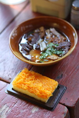 Golden thread cake and Chinese roll noodle - Thai dessert and food in Thailand
