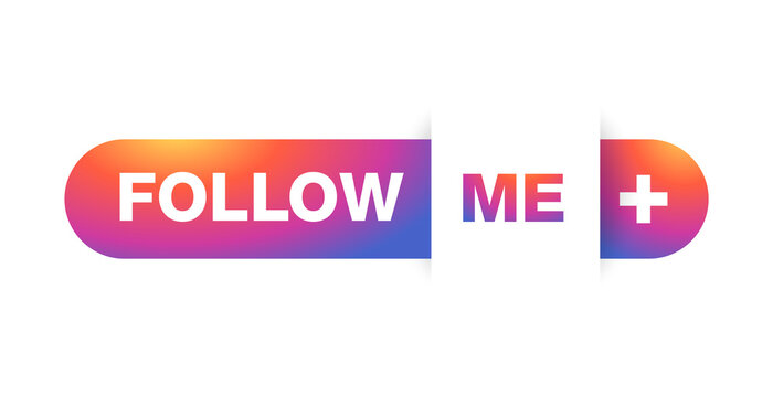 Follow me social media colorful button for subscribing with bright gradient