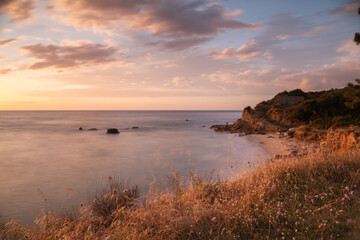Golden hour over the Mediterranean Sea from the island of Corsica