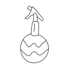 Hair spray in doodle style. Isolated outline. Hand drawn vector illustration in black ink on white background.