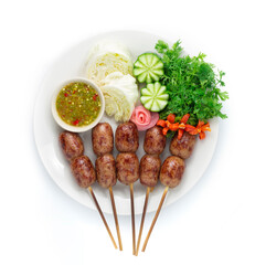 Grilled Skinless Rice Saucesage with Bamboo stick