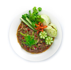Beef Slice ripe Spicy Salad Cooking Northeast Thailand