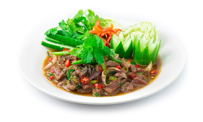 Beef Slice ripe Spicy Salad Cooking Northeast Thailand