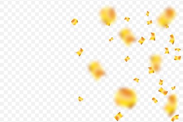 Golden confetti on transparent background. Vector illustration.