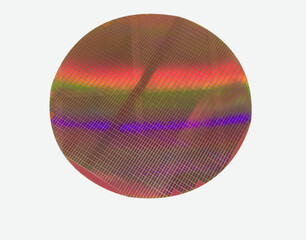 Silicon wafer on white background. .semiconductor