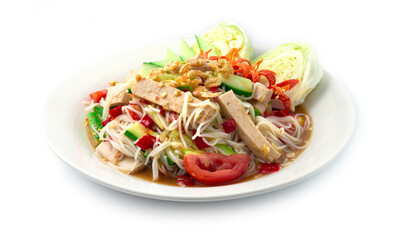 Cucumber Spicy Salad with pork Vietnamese Saucesage side view