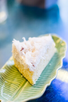 Blurr Piece Of Soft Cream Coconut Cake  