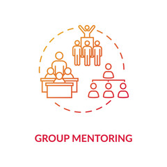 Group mentoring concept icon. Collective mentorship model. Educational seminars, conferences and school programs idea thin line illustration. Vector isolated outline RGB color drawing