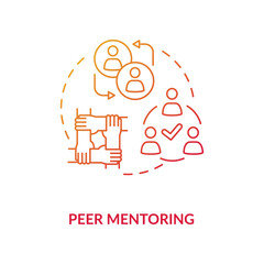 Peer mentoring concept icon. Social togetherness, mutual support idea thin line illustration. People sharing experience, helping each other. Vector isolated outline RGB color drawing
