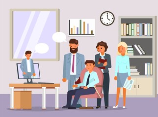 Online job interview, vector flat style design illustration