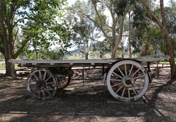 Fototapeta na wymiar An old, horse drawn wagon at Gundagai, New South Wales, Australia. 
