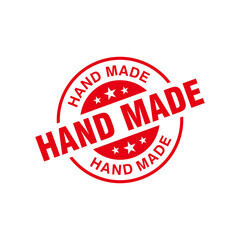Circle Red Hand Made Rubber Stamps Sign Vector, Circle Red Hand Made Seal, Mark, Label Design Template