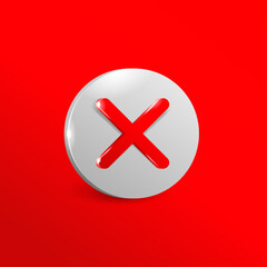 Fototapeta premium Cancel button or prohibition sign in 3D style - wrong choice symbol - vector element