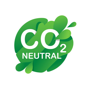 CO2 neutral green stamp (net zero carbon footprint) - no air atmosphere pollution - industrial production eco-friendly isolated sign in creative eco-friendly decoration