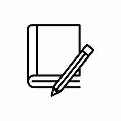 Outline book and pencil icon.Book and pencil vector illustration. Symbol for web and mobile