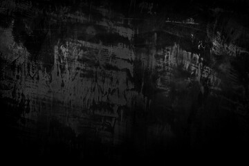 Empty black wall interior for design, Old loft style raw concrete wall. Dirty dark raw cement wall texture and background.