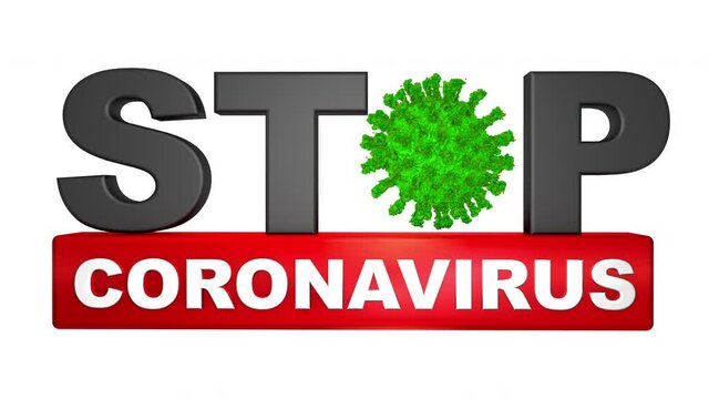 Stop Coronavirus COVID-19 Corona virus Warning and public health risk disease and covid-19 outbreak. Pandemic medical concept with dangerous cells. 3D render